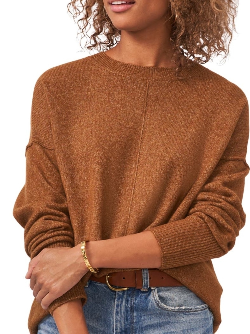 Vince Camuto Crewneck Sweater  Burnt Orange/Brown Sugar Sz XL - Picture 3 of 10